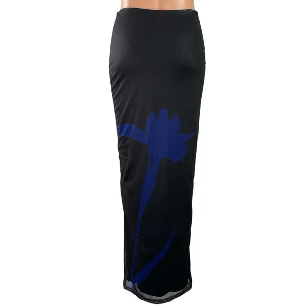 Superdown Women's Black Floral Graphic Print Straight Pencil Maxi Skirt Size S - Image 3