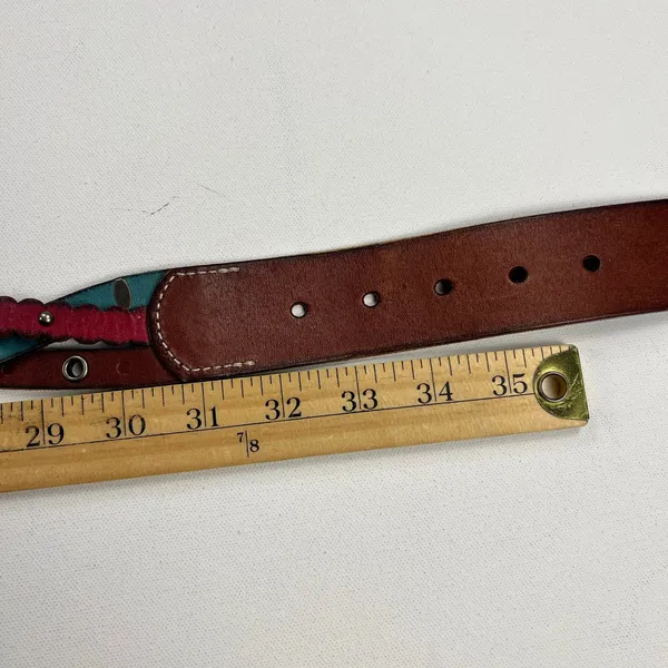 Fossil Leather Braided StuddedTricolor Boho Western Belt Size 32-36 - Image 7