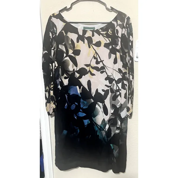 Maeve Anthropologie Shift Dress Womens sz M Shaded Garden long sleeve‎ black - Image 3