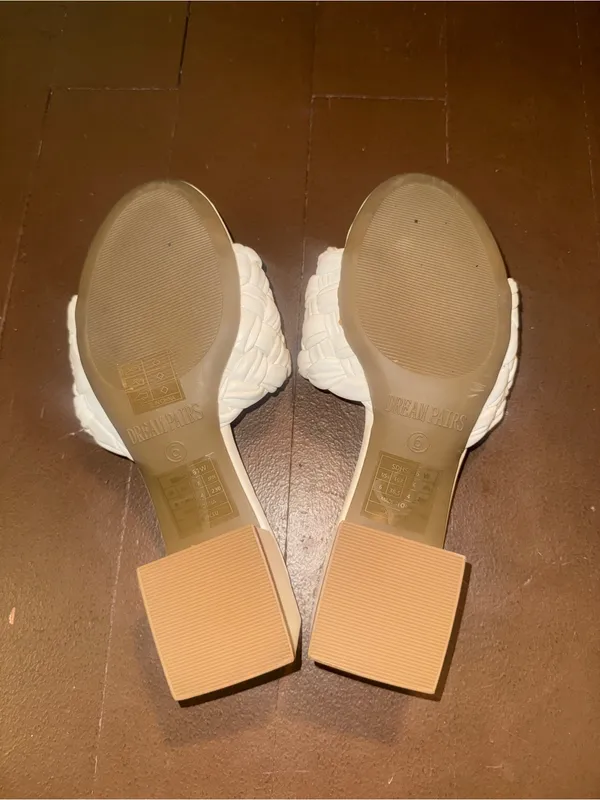 Dream Pairs White Braided Block Heel Slide Mules - Image 4