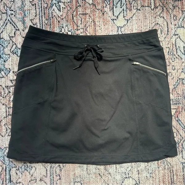 Athleta Black Metro Pull-On Active Skort Skirt Zipper Pockets - Image 3