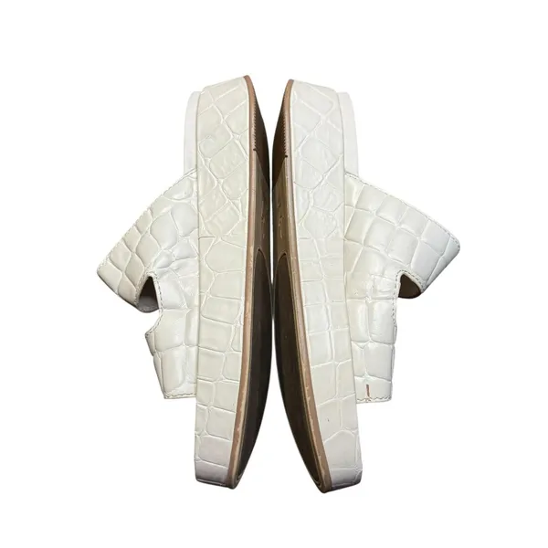 27 Edit Shoes Womens Size 7.5 White Leather Marcela Slide Sandals Wedge Platform - Image 5