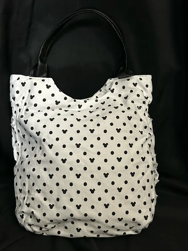 Walt Disney World Disneyland Resort Mickey Mouse Polka Dot White Black Tote Bag - Image 16