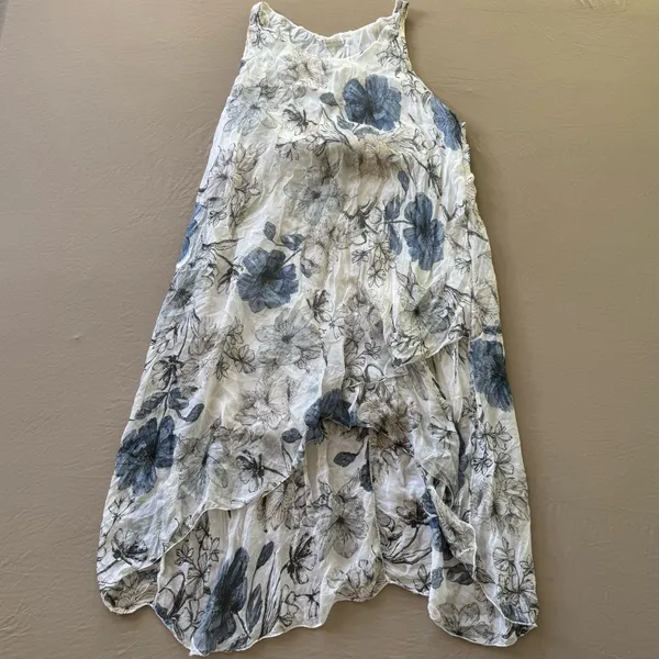 Vintage Italian Silk Floral Sleeveless Dress - Image 2
