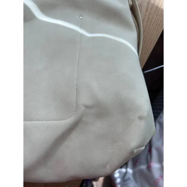 A New Day New Womens Universal Thread Faux Leather Look Handbag Purse Cream 15”x16” w/flaw - Image 12