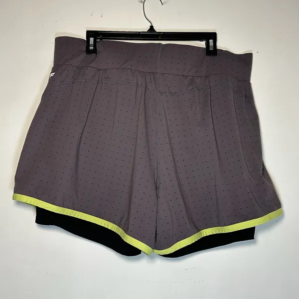 Fabletics Womens 2X Purple Perforated‎ 2-in-1 Athletic Shorts Black Liner - Image 2