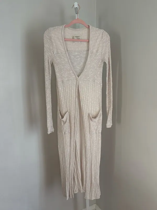 Anthropologie Saturday Sunday Tinley Duster Cream Knit Longline Sweater Cardigan - Image 4