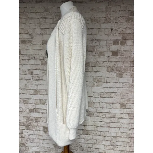 PERUVIAN LINK Ebel Cardigan IVORY 100% Alpaca Pockets Soft One Size‎ UK 10 12 14 - Image 4