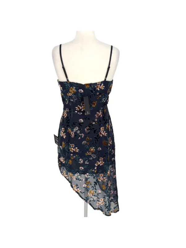 Lulus Evenings with You Floral Velvet Asymmetrical Dress Blue Floral Medium NWT - Image 10