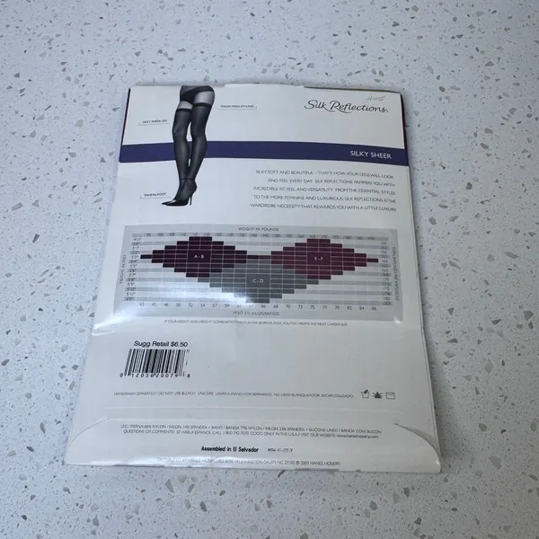 Hanes‎ Silk Reflections Silky Sheer Thigh Highs Sandalfoot Barely There Size EF - Image 5