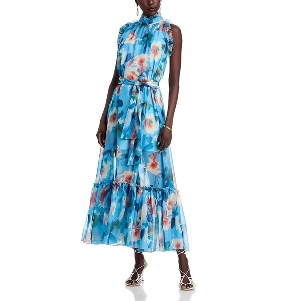 Nancy Yang Tiered‎ Floral-Print Dress Size Small - Image 2