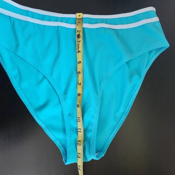 AI'MAGE Blue Bikini with Light Blue Trim and High Waist Bottoms NWT Size 2XL - Image 11