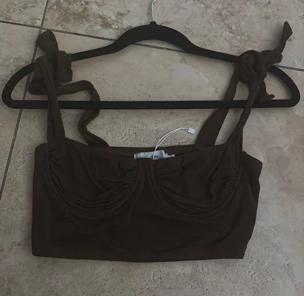 Brown Adika cropped corset top - Image 2