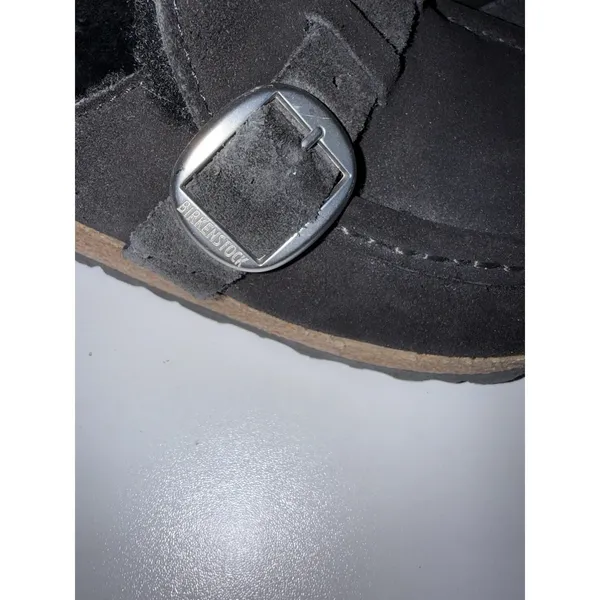 Birkenstock Buckley Shearling Suede Leather Tan Brown Slip On Clog Mule Sandal L - Image 4