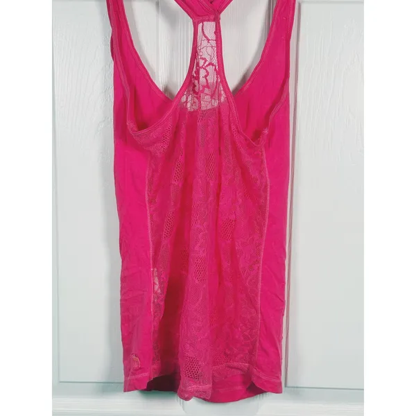 Vintage Y2K Abercrombie & Fitch Chain Cowl Neck Tank Top Size XS Pink Lace Bratz - Image 6