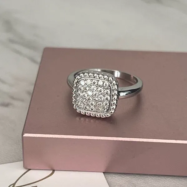RIVKA FRIEDMAN Twisted Bezel Pavé CZ Ring, Silver Rhodium Plated, Size 6,‎ NWT - Image 2