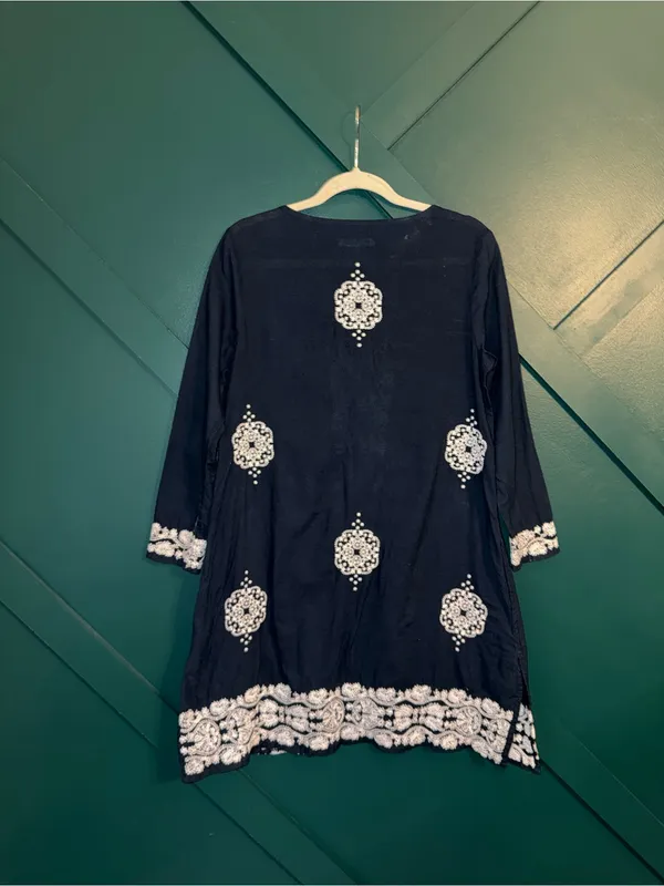 House of Harlow 1960 Linen Embroidered Bohemian Tunic Mini Dress - Image 3