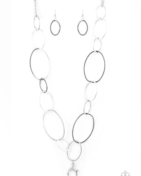 Silver Circuit lanyard necklace and earrings 94b - Image 3