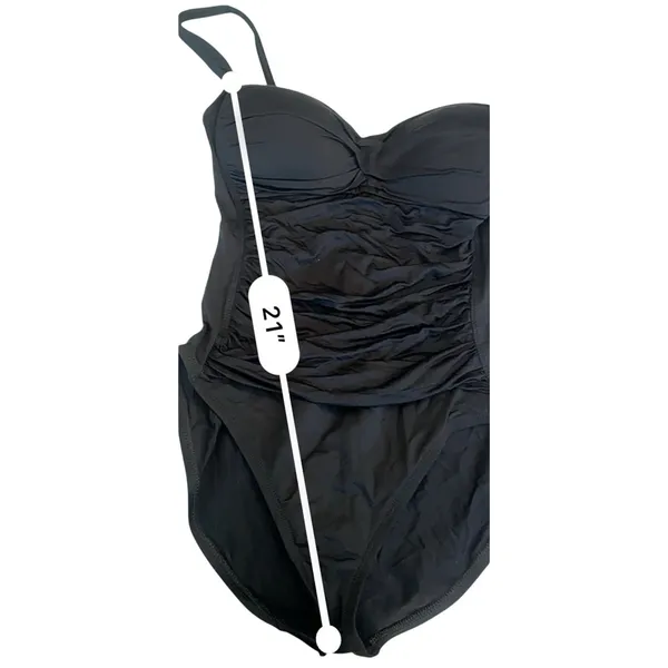 La Blanca Women's One Piece Swimsuit Black Strapless Halter Ruched Size 12 - Image 10
