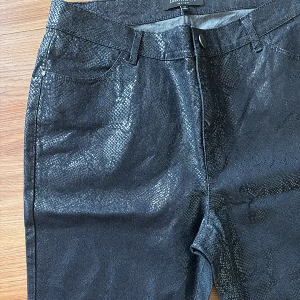 Lafayette 148 Black Shimmer Snakeskin Slim Leg Jeans Size 10 - Image 8