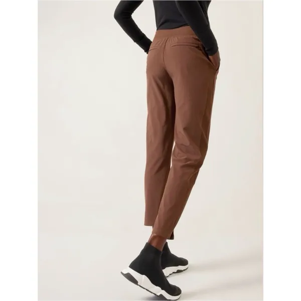 NWT Athleta Brooklyn Ankle Pant 12 Tall Mahogany Brown Travel Stretch Tapered - Image 4