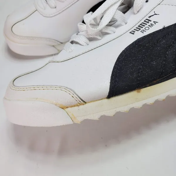 Vintage Puma Roma Leather Sneakers Y2K Hype Style Womans Size 9 White Black‎ - Image 9
