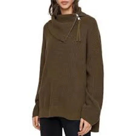 All‎ Saints Kadine Roll Neck Sweater in Military Green Large - Image 9