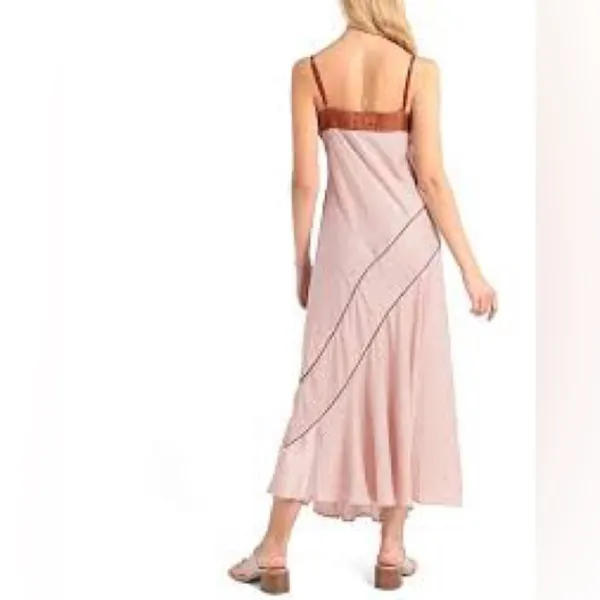 NWT $129 DKNY Dress Satin Mini Grid Print Adjustable Straps V Neck Women Medium - Image 2