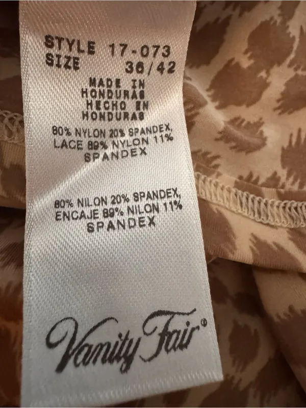 Vanity Fair Y2K Leopard Print Lace Trim Stretch Cami Tank Top Size Small 36 Tan - Image 6
