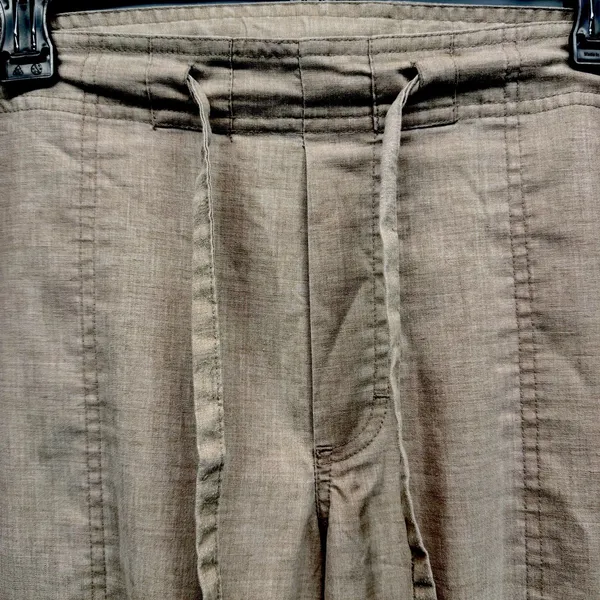 Prana Breathe Women's Drawstring Pants L Tan Lightweight Hemp Blend Wide Leg - Image 5