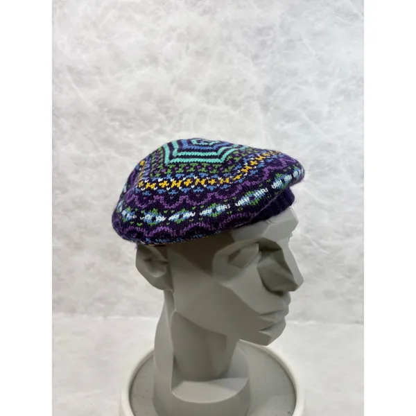 Joe Boxer Purple Fair Isle Knit Beret Hat OSFM Acrylic Boho Tam - Image 2