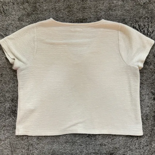 Madewell Textured Pointelle V-Neck Setlist Boxy Cropped Top Women's Medium - Image 7