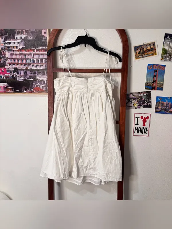 Reformation Catarina Dress White Ruched Babydoll Mini - Image 7