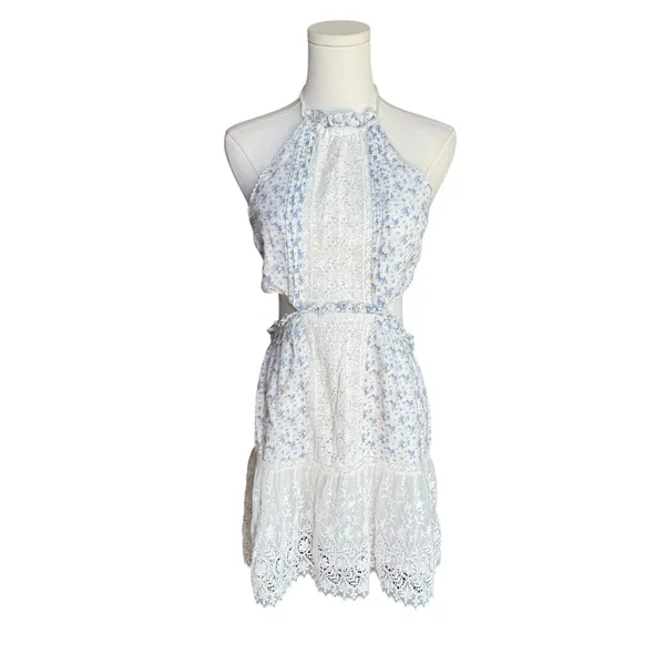 LoveShackFancy - NWT Kesia Dress Calm Waters Blue White Lace Mini Sz M - Image 2