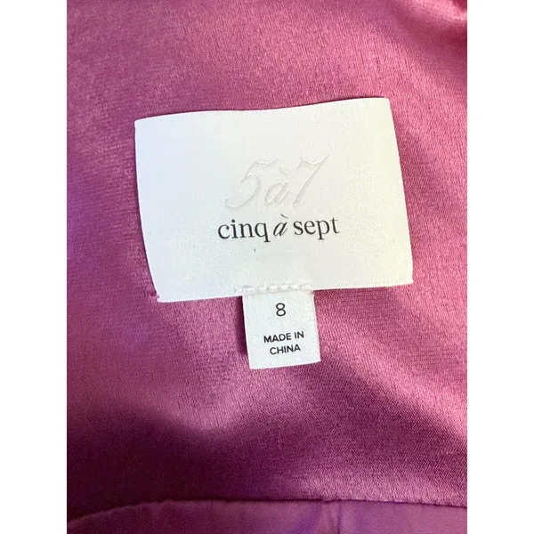 Cinq a Sept Mauve Satin Cropped Jacket Gold Crest Buttons Size 8 - Image 2