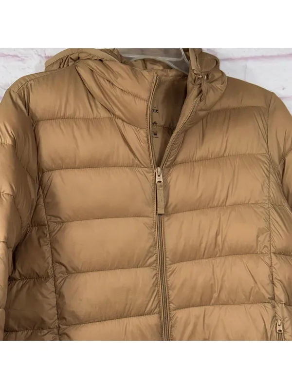 Abercrombie & Fitch Lightweight Packable Puffer Jacket Women’s Large Tan Hooded - Image 2