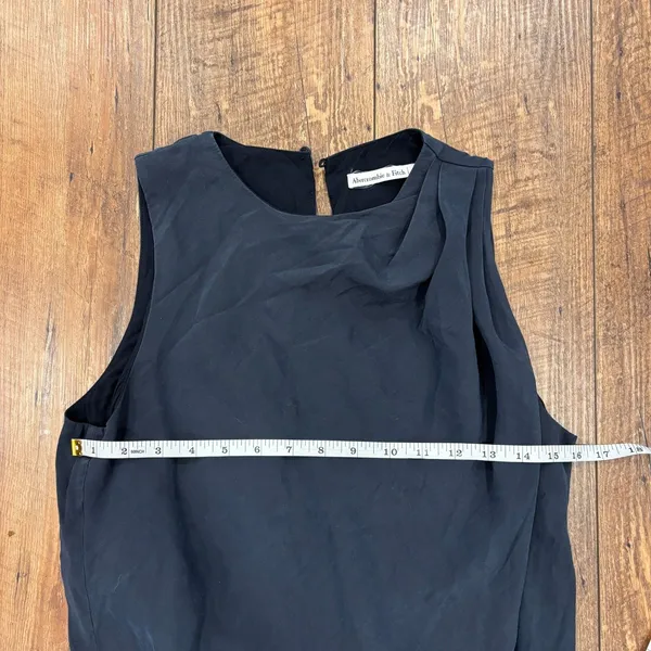 Abercrombie & Fitch High-Neck Column Midi Shift Dress Navy Blue Modal Blend Sz S - Image 6