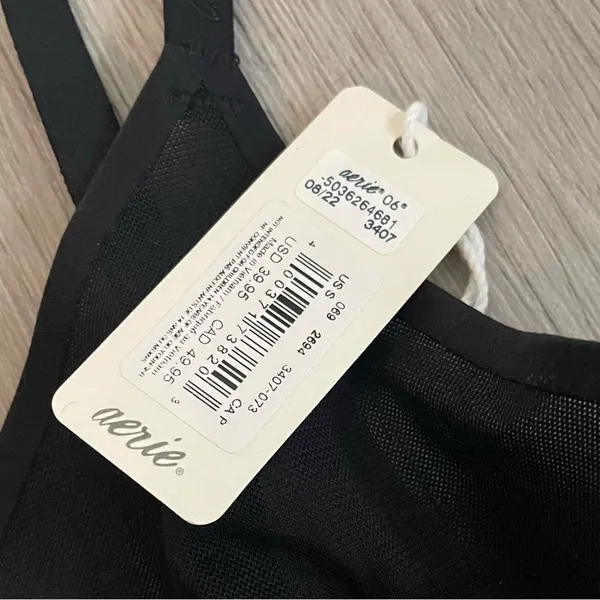 NWT AERIE Smoothez Mesh Triangle Black Bralette size Small - Image 5