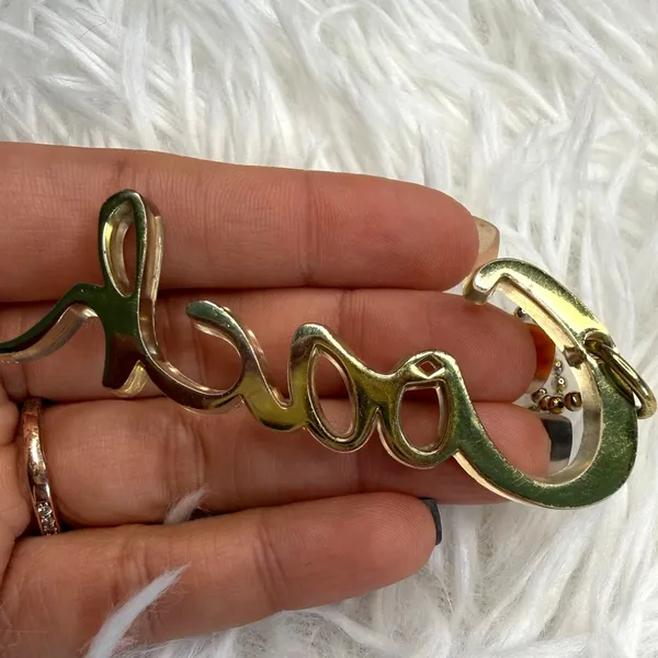3" COACH Poppy Gold Script Fob Bag Charm Hang tag Hangtag - Image 2