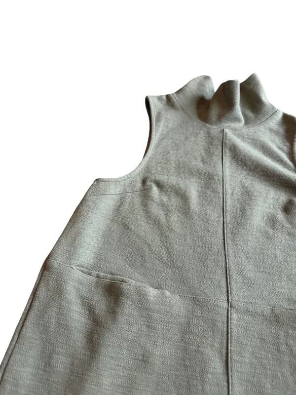 Free People Olive Green Mock Neck Sheath Dress Sleeveless Stretch Size Small - Image 3