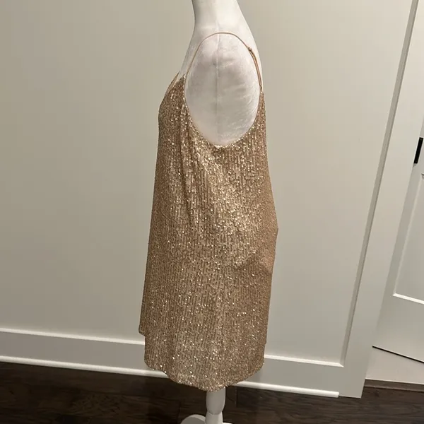 NWT Gentle Fawn Gold Sequin Party Dress Sz L - Image 3