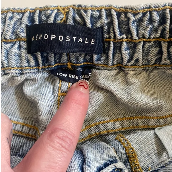 Aeropostale Womens Low Rise Cargo Jeans Light Wash Blue Straight‎ Leg Size S - Image 6