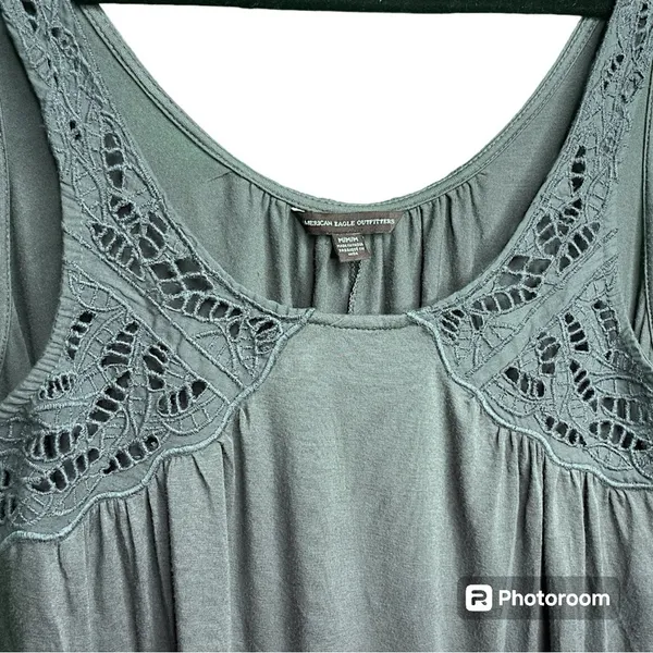 Outfitters Turquoise Sleeveless Tank with Crochet Accents - Image 5