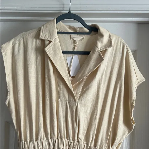 MelloDay Cream Short-Sleeve Collared Midi Dress - Image 2