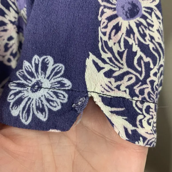 FREE PEOPLE Womens Sz S Floral Blue Hawaii Mini Fit & Flare Dress Pockets *Flaw - Image 7