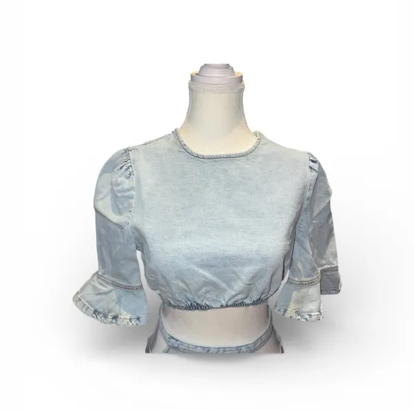 Denim cropped top & cut out skirt - Image 6