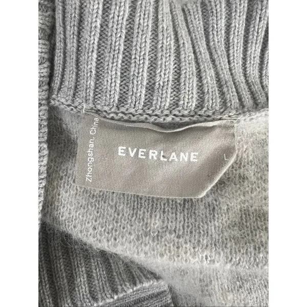 Everlane Alpaca Zebra Print Heathered Grey Cardigan Size L Sweater Button Front - Image 9