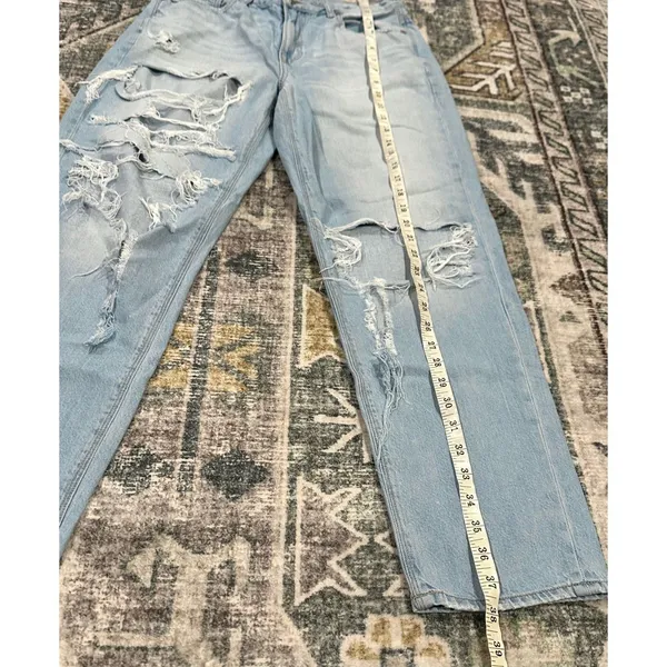 American Eagle Mom Straight Ripped Jean Blue Size 4 - Image 9