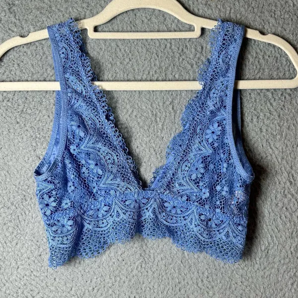 Victoria's Secret‎ Bralette Womens Small Blue Longline Lace Plunge Bralette - Image 3