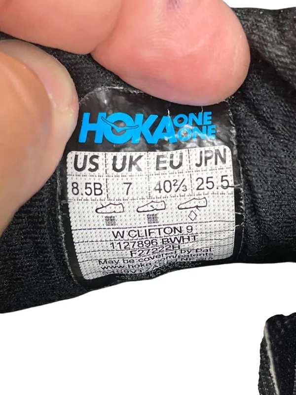 Hoka One Clifton 9 wms black white walking running sneakers sz 8.5B SKU 10-365 - Image 7